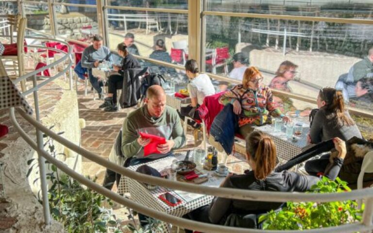 people eating food in a restaurant in kotor
